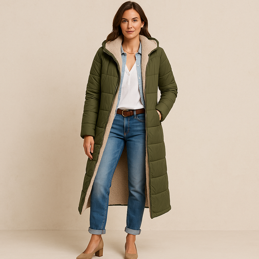 WALLIN – Lång Vinterjacka för Dam | Varm, Trendig och Bekväm Vadderad Kappa