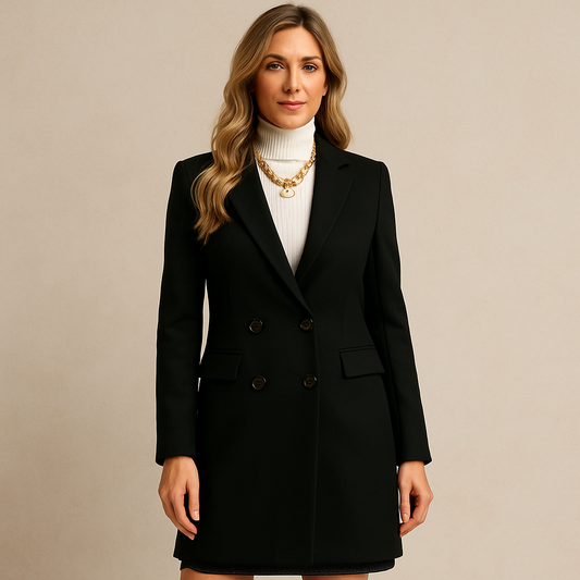 WALLIN – Elegant Kappa för Dam med Dubbla Knäppningar | Klassisk, Figursydd och Stilren Höst- & Vinterkappa