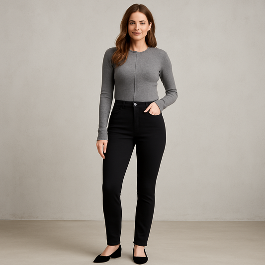 WALLIN – Svarta Stretchjeans med Hög Midja | Slimmande och Bekväma Raka Damjeans