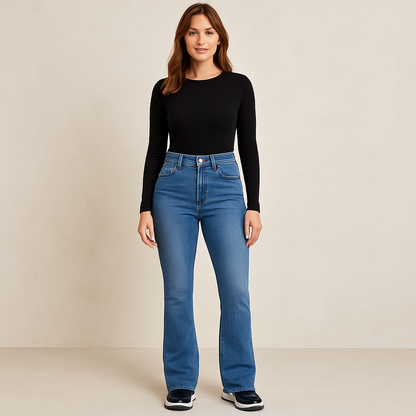 WALLIN – Slim Fit Ljusblå Damjeans med Hög Midja | Figursmickrande och Trendiga Stretchjeans