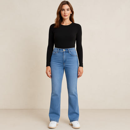 WALLIN – Slim Fit Ljusblå Damjeans med Hög Midja | Figursmickrande och Trendiga Stretchjeans