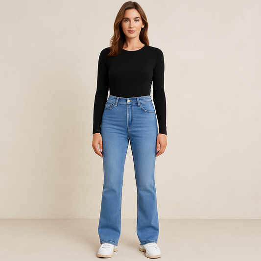 WALLIN – Slim Fit Ljusblå Damjeans med Hög Midja | Figursmickrande och Trendiga Stretchjeans