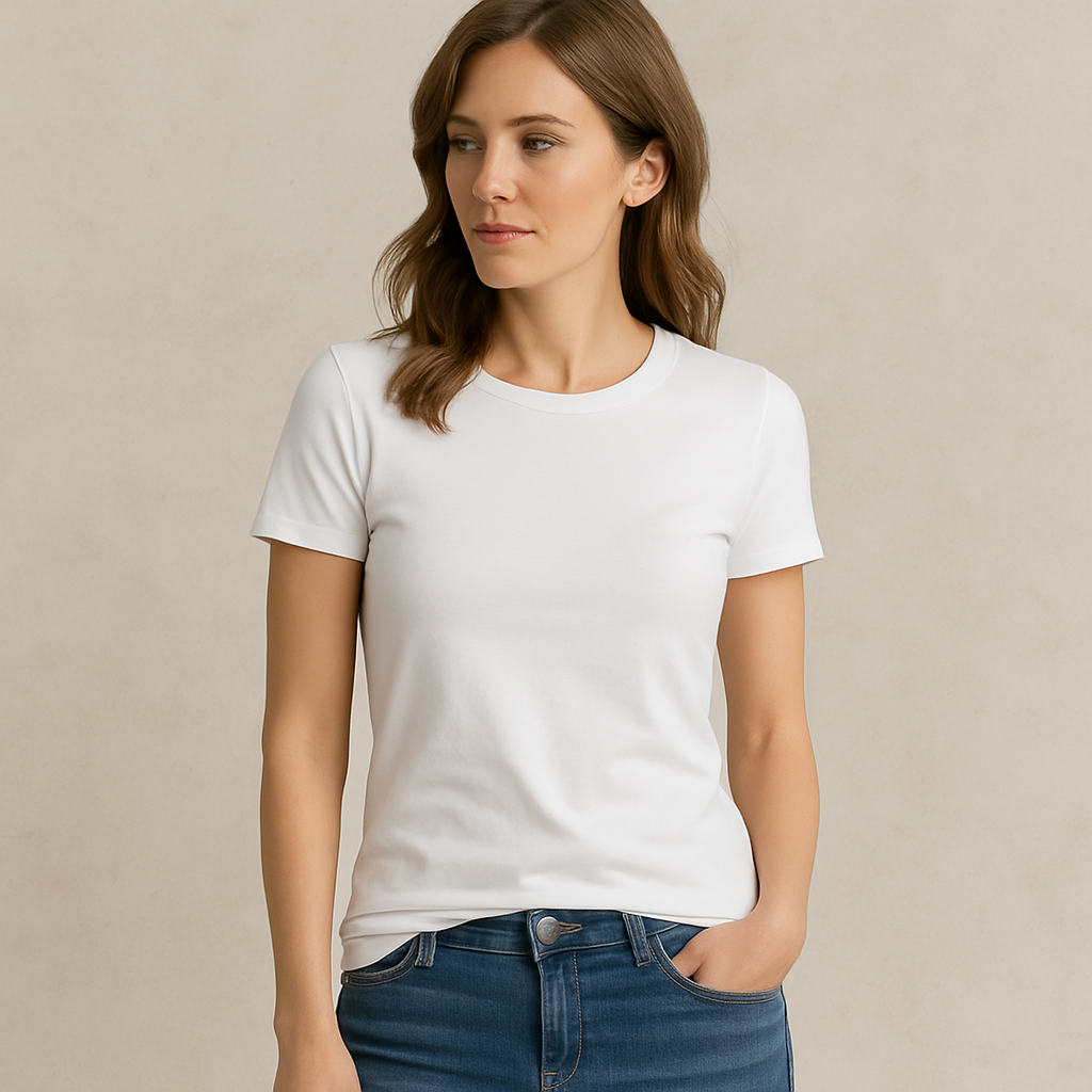 WALLIN – Klassisk Vit T-shirt Dam | Mjuk, Bekväm & Stilren Rundhalsad Kortärmad Top