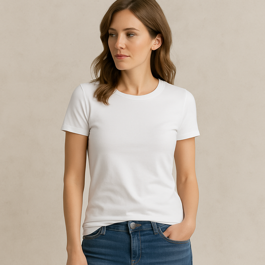 WALLIN – Klassisk Vit T-shirt Dam | Mjuk, Bekväm & Stilren Rundhalsad Kortärmad Top